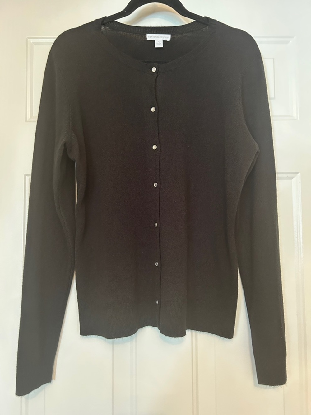 NY & Co Button Up Cardigan XL Black Classic Minimalist Layering Lagenlook Career